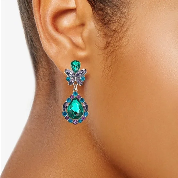 Stunning LS Peacock Gemstone Teardrop Earring - Picture 4 of 4